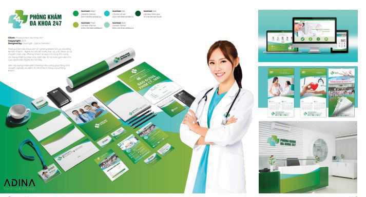 Bộ nhận diện phòng khám đa khoa 247 