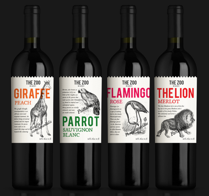 Thiết kế bao bì rượu của Tristan Rossi cho The Zoo Winery (Nguồn: Internet)