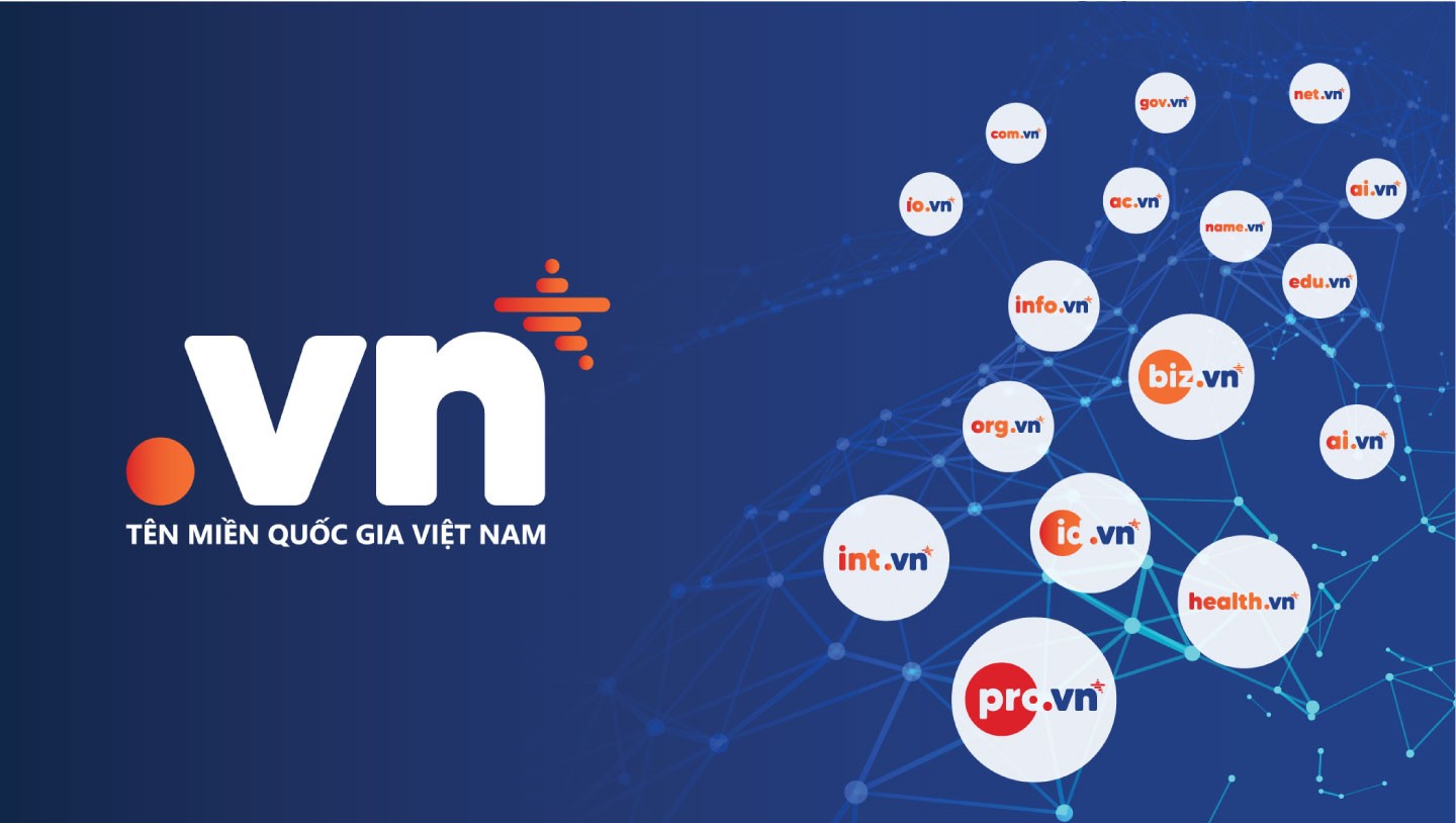 Thiết logo tên miền quốc gia Việt Nam với biêu tượng ngôi sao