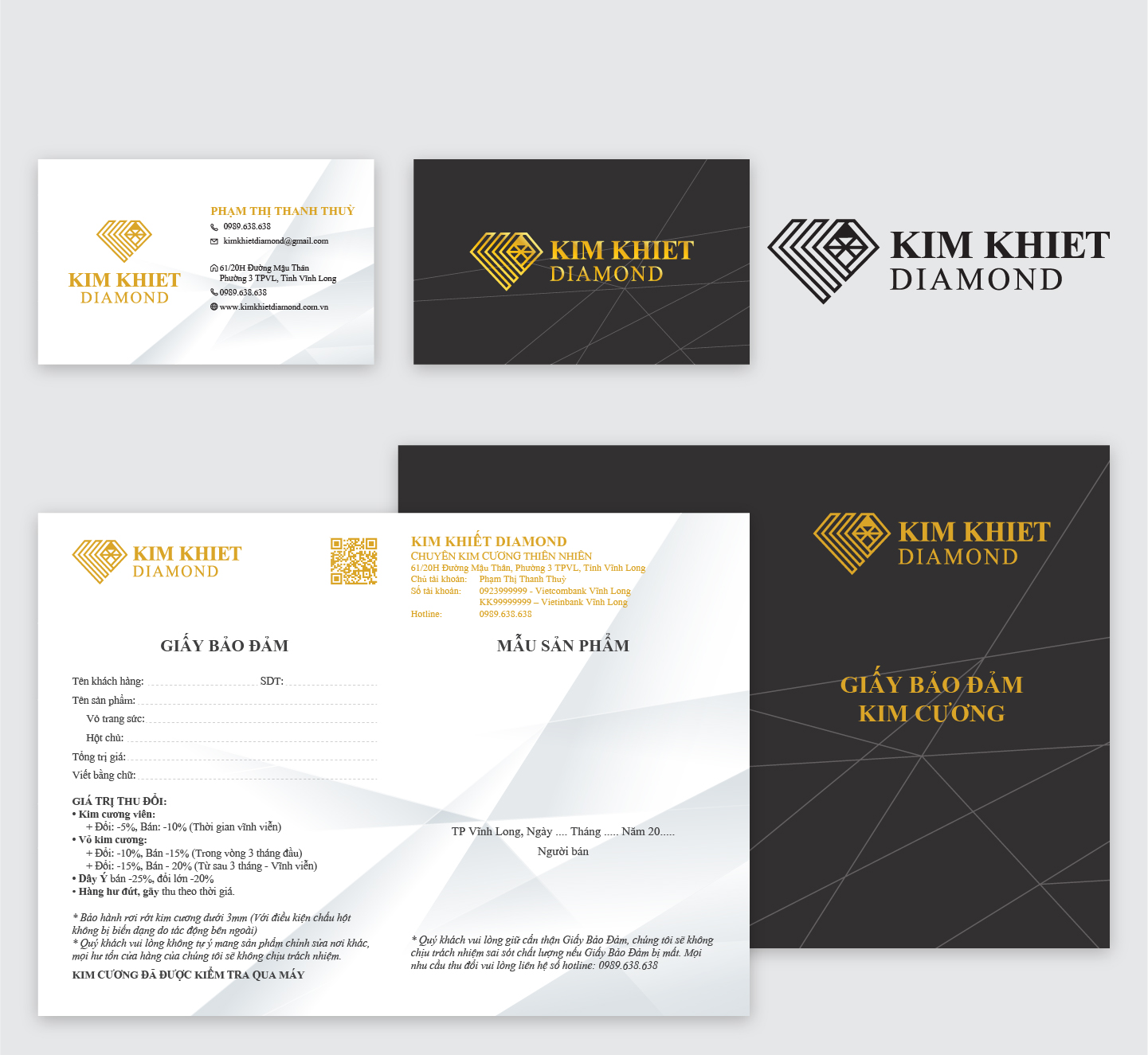 Logo được in trên giấy bảo hành và danh thiếp 