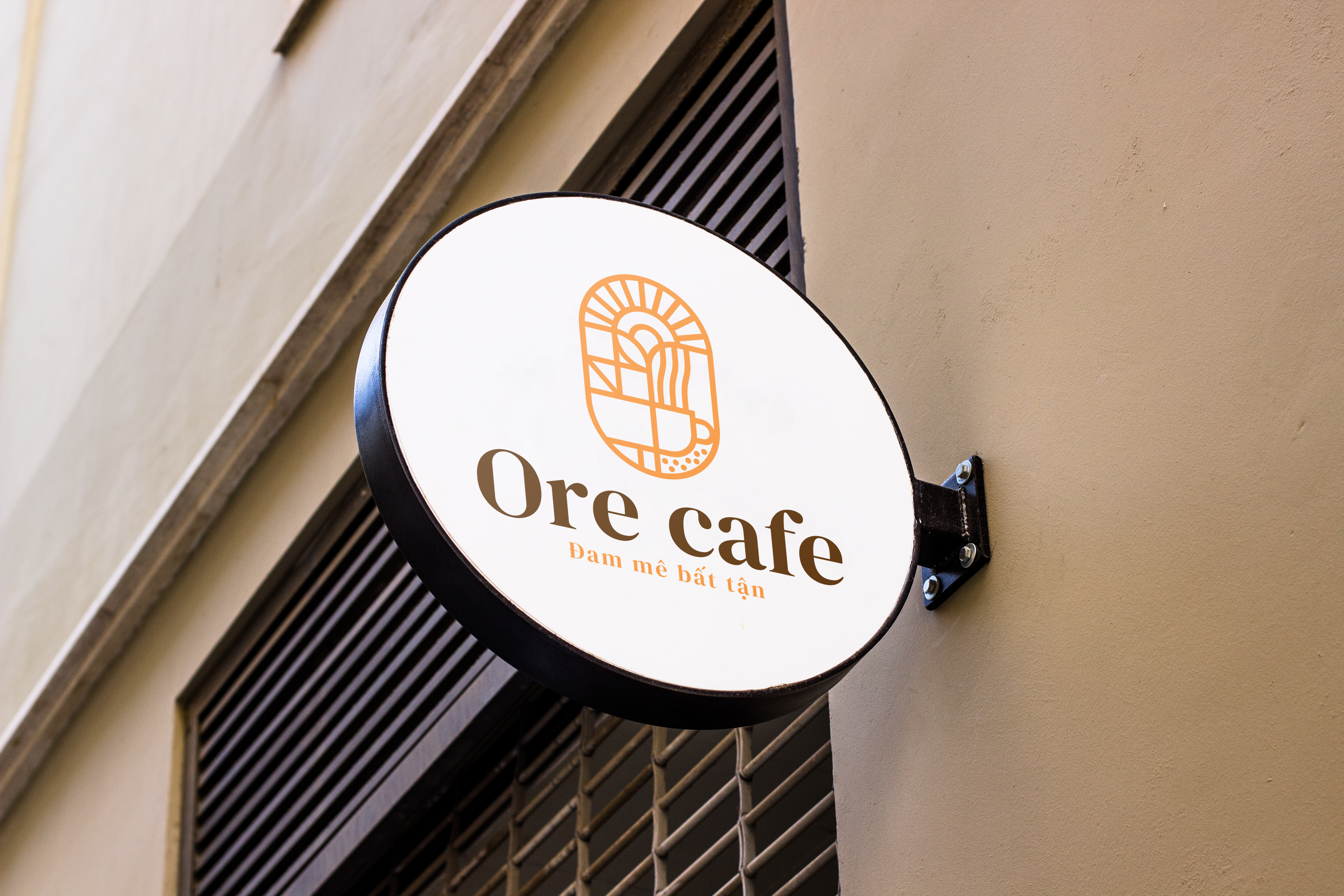 Thiết kế logo phong thủy theo màu cam - thương hiệu Ore Cafe