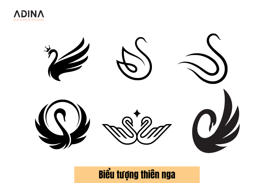 Thiết kế logo phong thủy mệnh kim với biểu tượng thiên nga