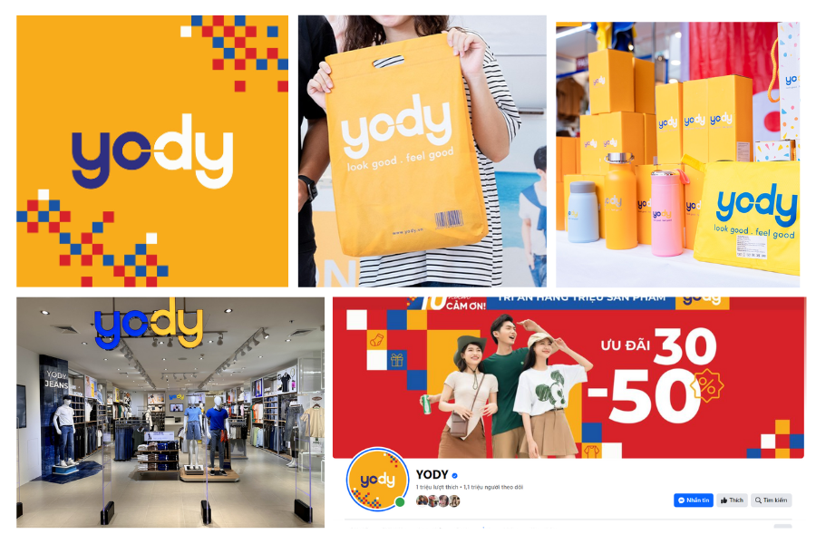 Màu sắc chủ đạo của Yody là màu vàng và xanh 