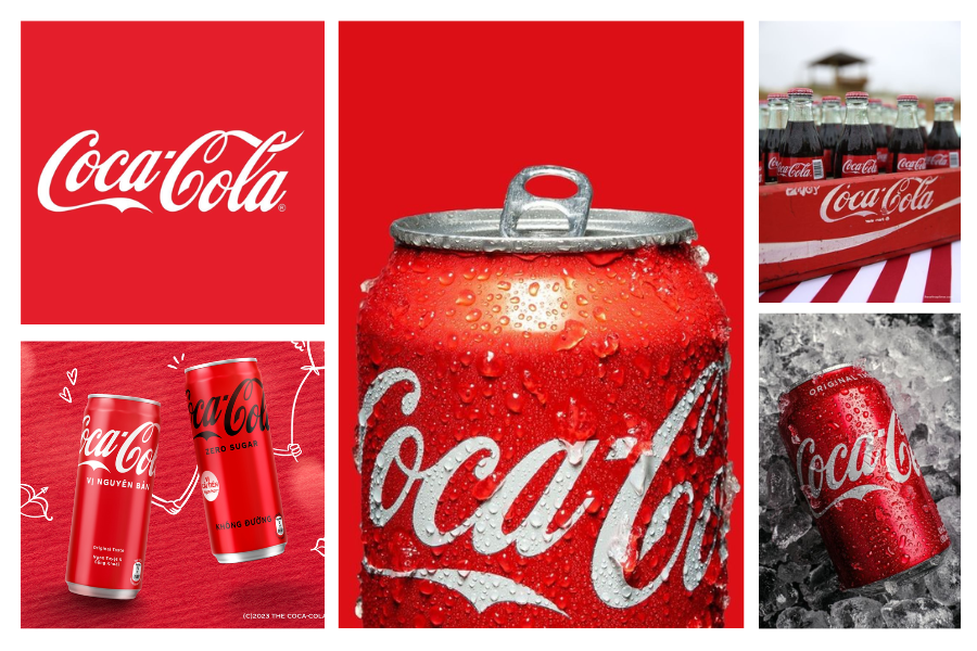 Logo màu đỏ đặc trưng trong nhiều thập kỷ của Coca - Cola 