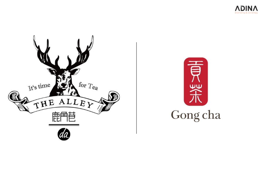 Logo thương hiệu trà sữa The Alley và Gong Cha