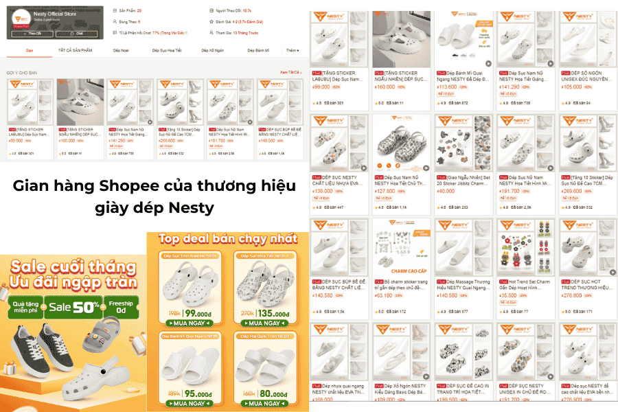 Gian hàng Shopee của thương hiệu giày dép Nesty
