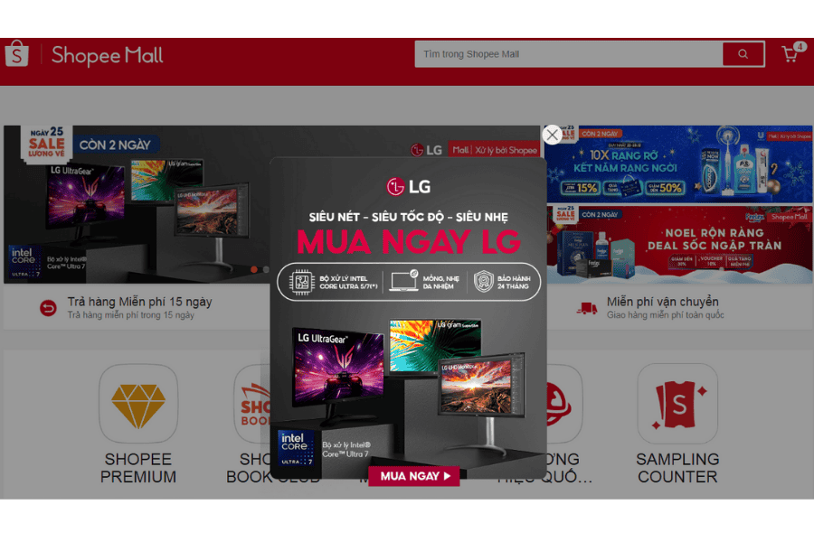 Banner Popup Shopee của LG