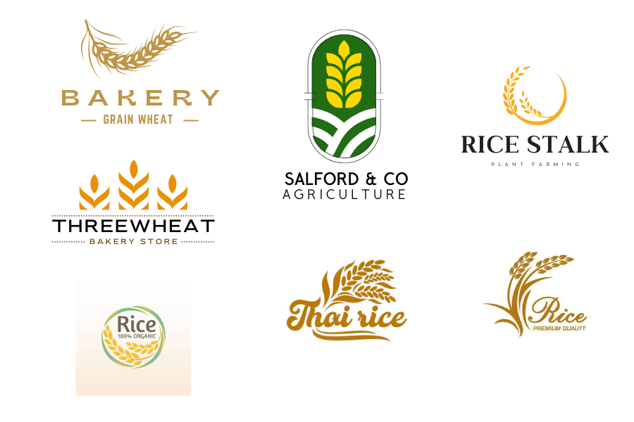 Logo công ty thực phẩm với hình bông lúa