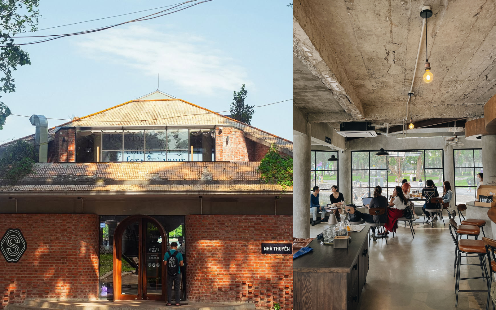 The Sipping Bar được thiết kế theo phong cách quán cà phê industrial