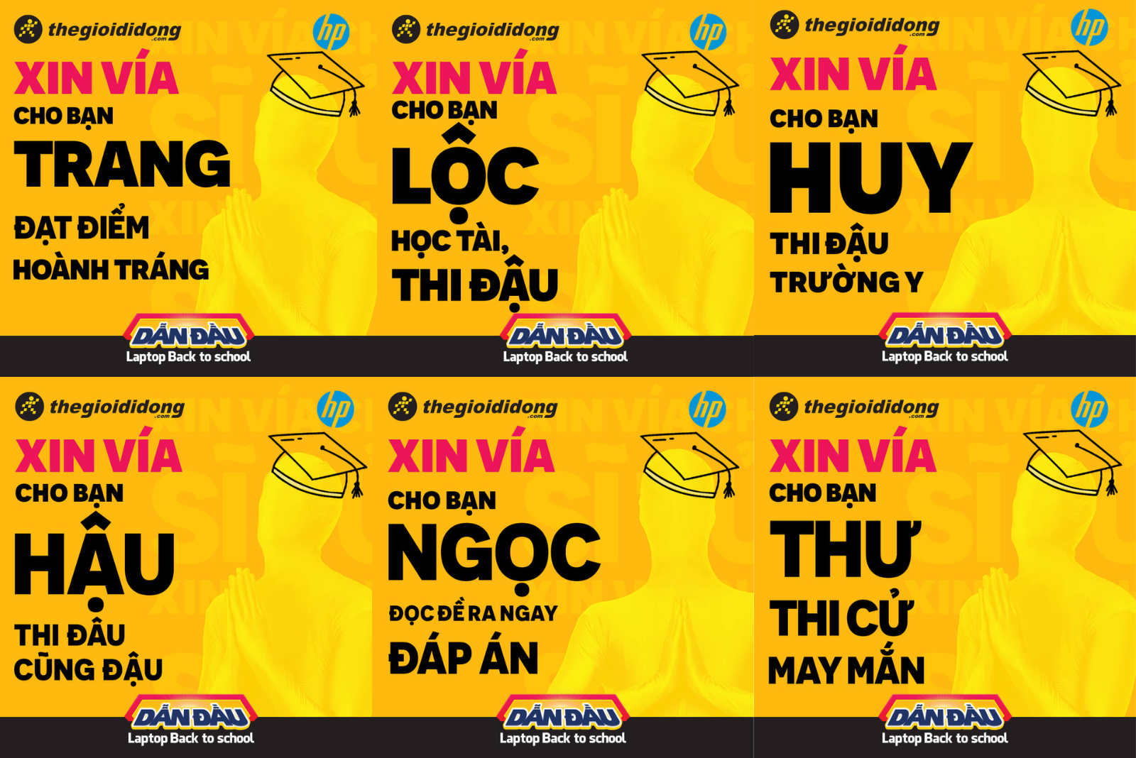 Thế giới di động đã cá nhân hóa các thông điệp chúc thi theo tên riêng để động viên từng sĩ tử.