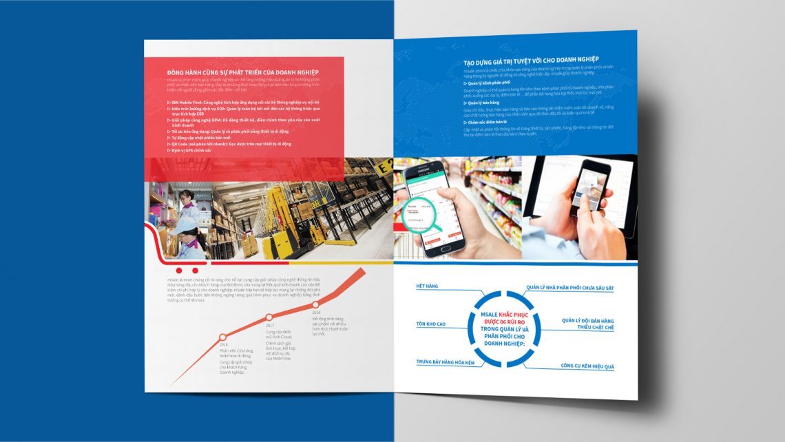 Các mẫu brochure giới thiệu dịch vụ của Mobifone được thiết kế bởi ADINA.