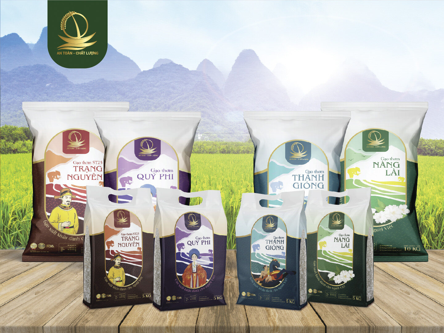 Bao bì gạo Ngọc Quang Phát với chất liệu nilon đảm bảo tránh tác động của môi trường.