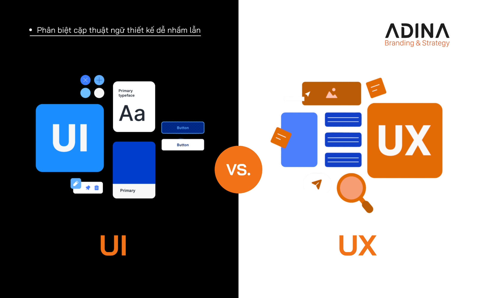 Phân biệt thuật ngữ thiết kế UI vs UX.