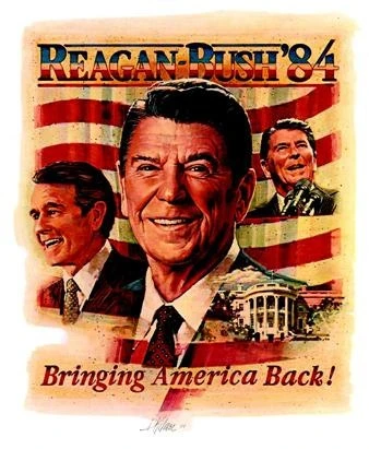 Poster tranh cử Tổng thống Mỹ Ronald Reagan.