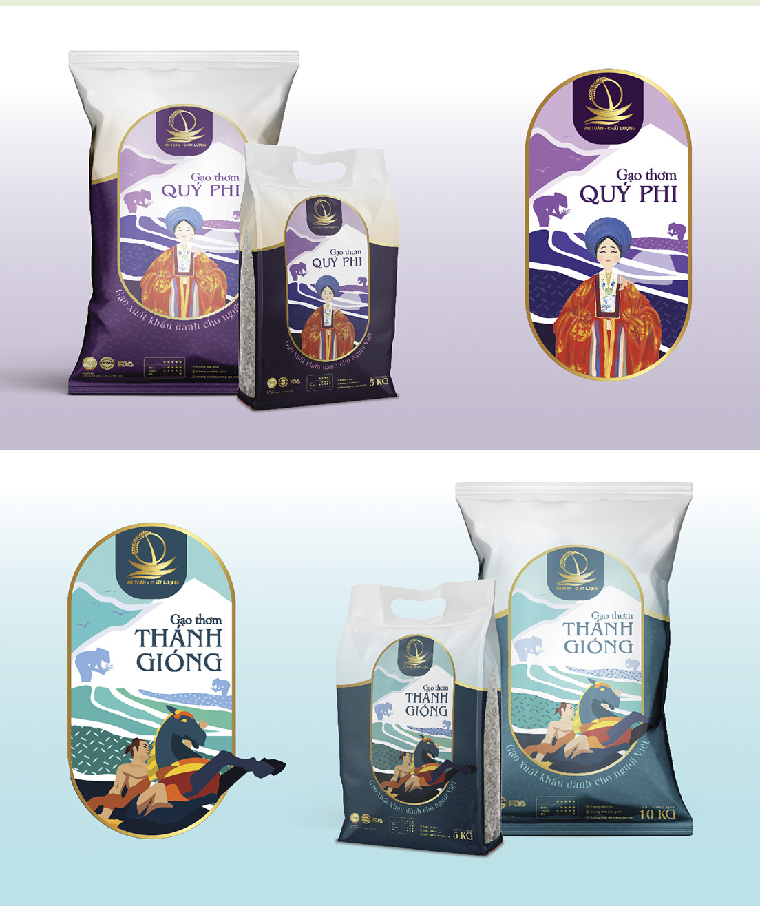 Mẫu thiết kế bao bì vẽ tay sản phẩm gạo.