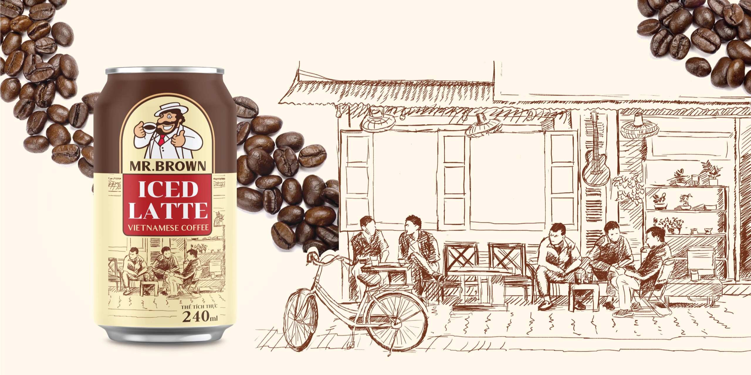 Hình ảnh thưởng thức cà phê đường phố được ký hoạ đậm chất.