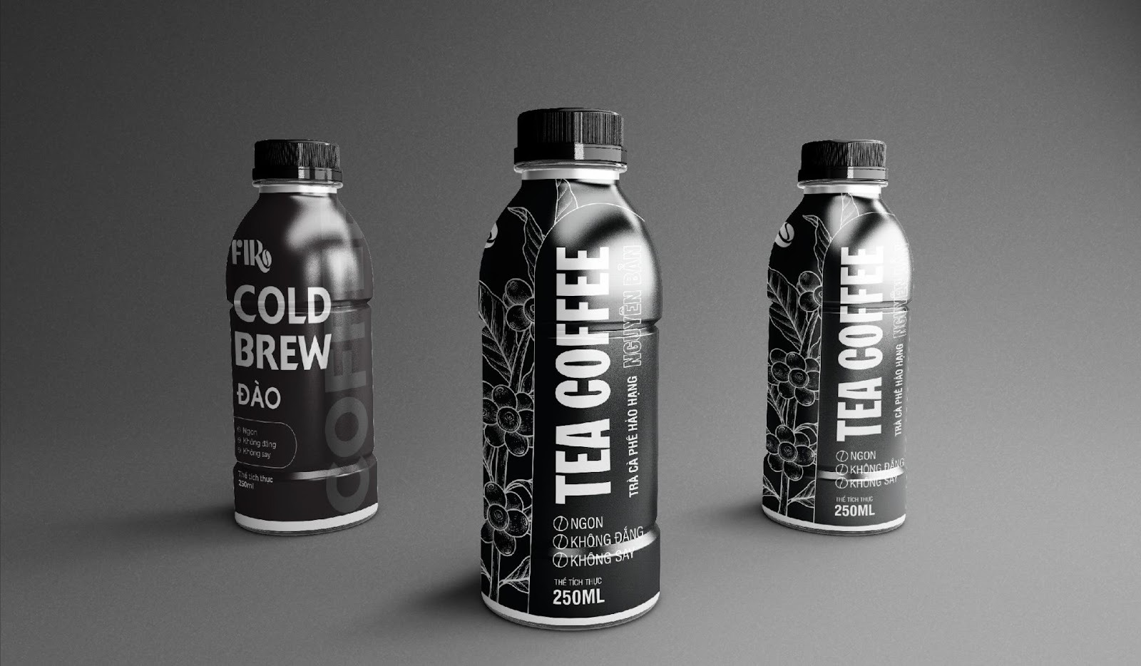 Mẫu thiết kế bao bì cà phê tối giản do ADINA thực hiện.